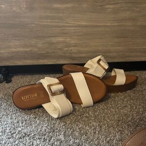 Women's White Leather Sandals